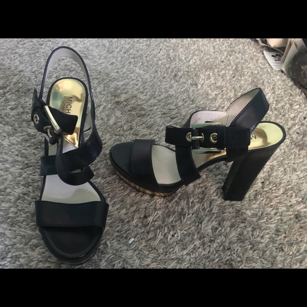 Michael by Michael Kors Black and Gold Heels